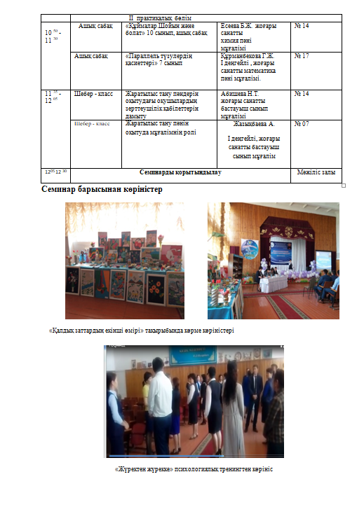 2018 жылдың 12 мамыры күні « Жаратылыстану пәндерін оқытудағы педагогтардың ролі» тақырыбында өткен  семинар туралы анықтама